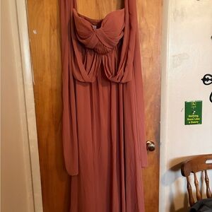 Birdy Grey Strapless Bridesmaid Dress in Terracotta